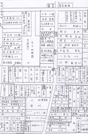 住吉町３丁目地図（昭和35年頃の住宅図、北見氏より）