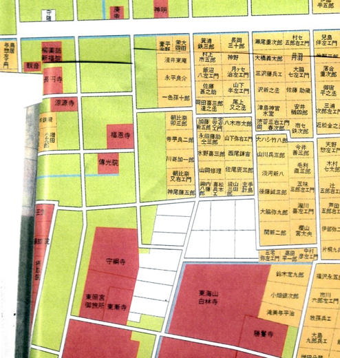 明治2年本町、住吉界隈地図